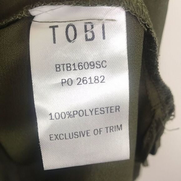 Tobi Army Green Lace Up Sheer Long Sleeve Blouse Women's Size Small - Picture 6 of 7